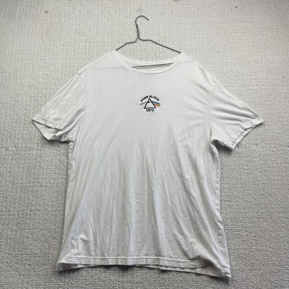 Pink Floyd 1973 Tour White T-shirt Men L Rainbow Embroidery Graphic Music Read